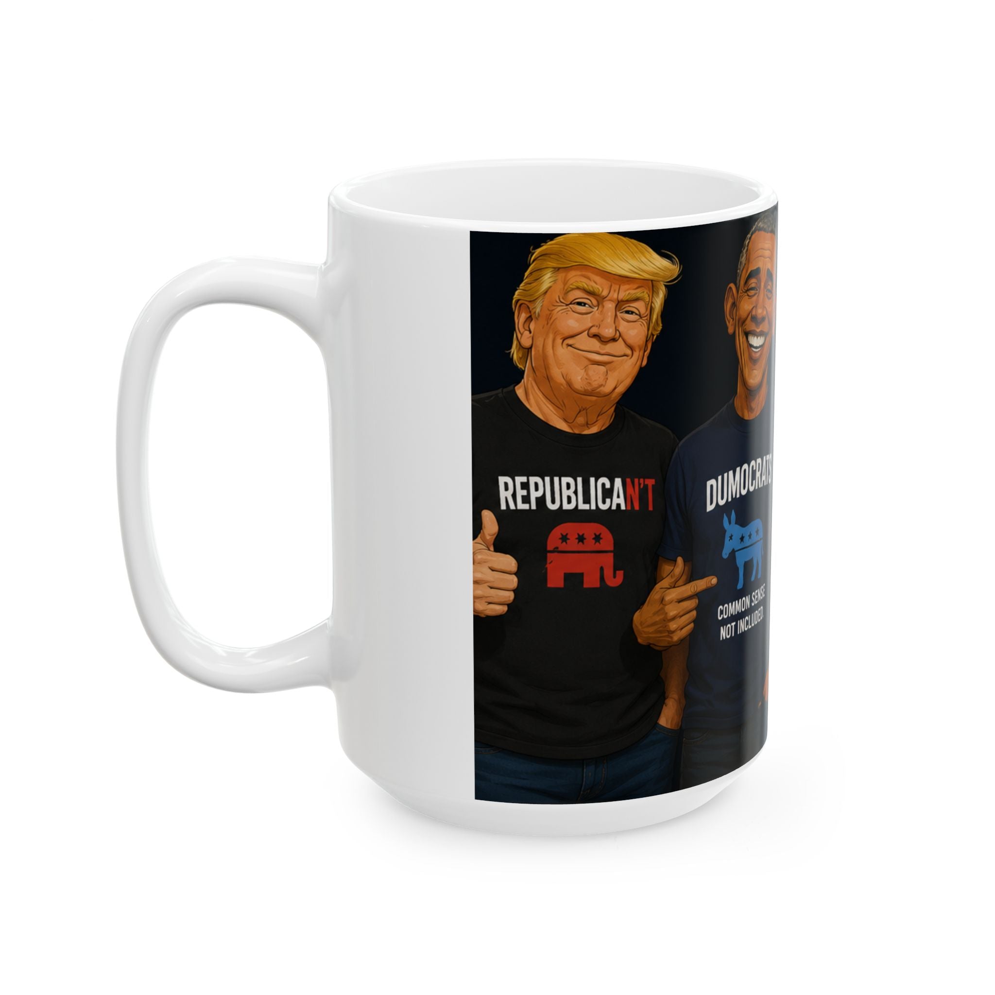 Political Satire Mug — 'Dumocrats' vs 'Devilcrats' Humorous Ceramic Coffee Cup (11oz/15oz)