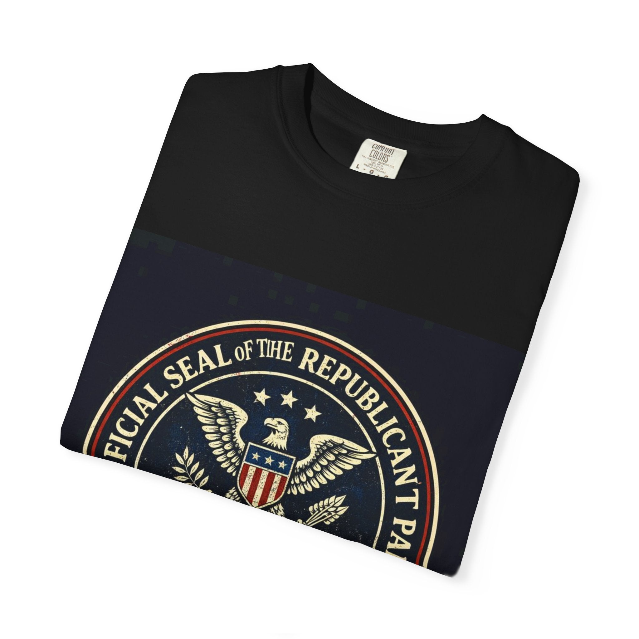 Republican Party Seal T-Shirt — 'Small Government, Big Opinions' Political Tee