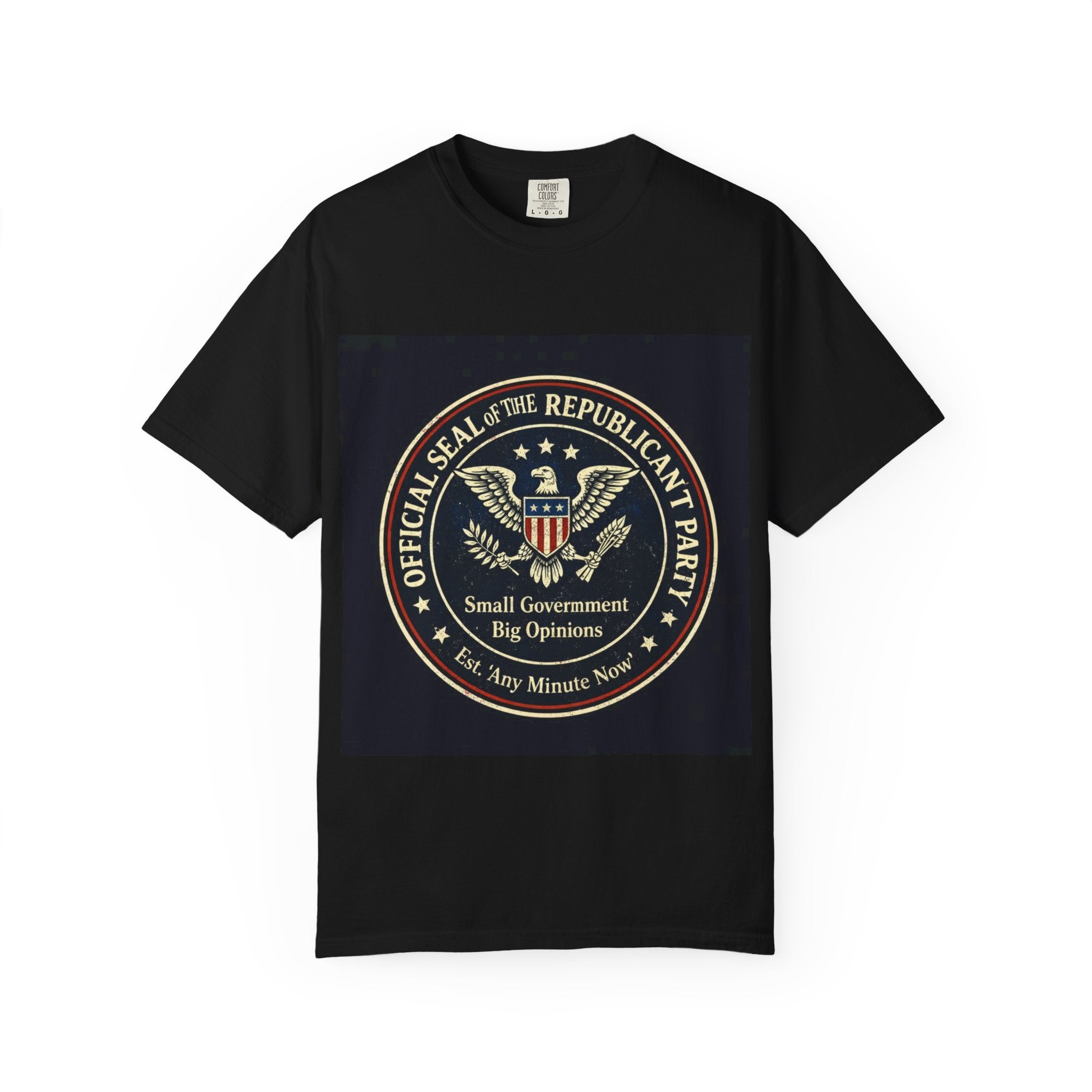 Republican Party Seal T-Shirt — 'Small Government, Big Opinions' Political Tee