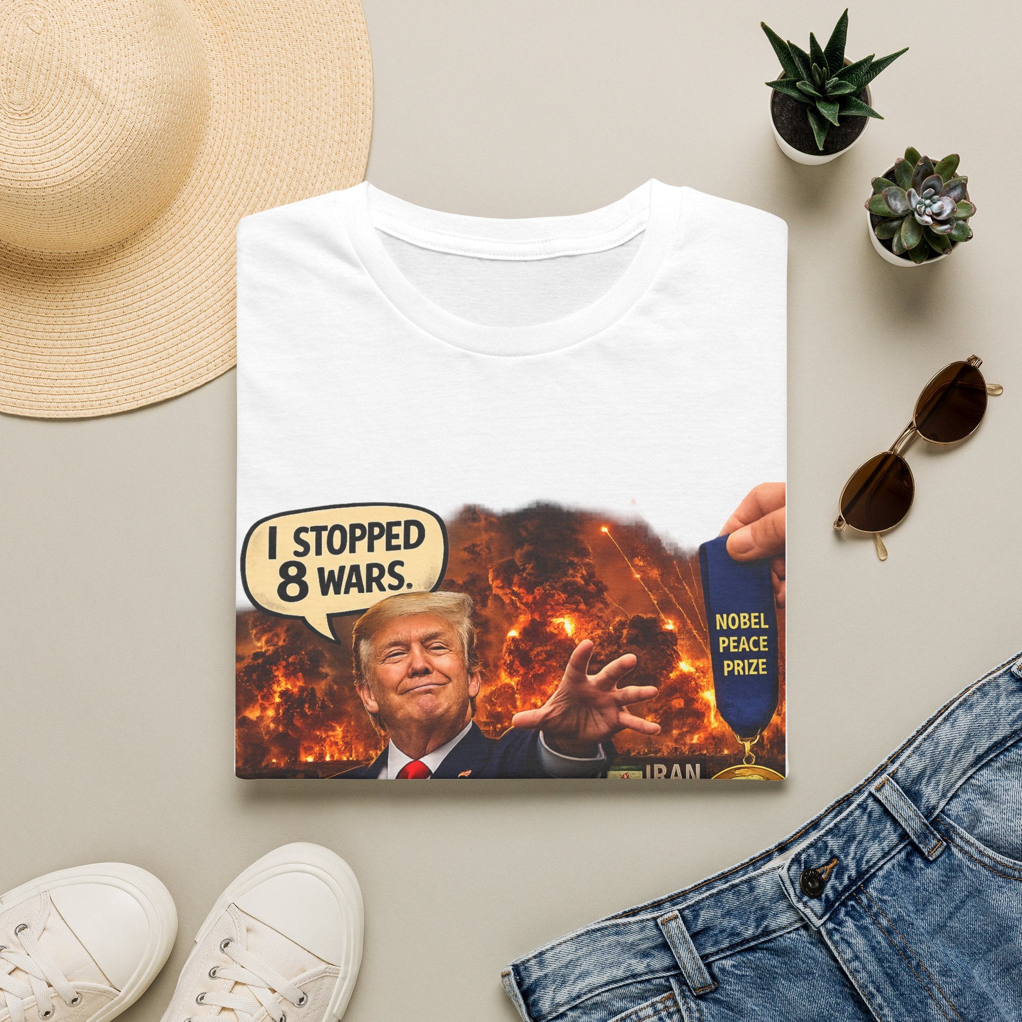 Political Graphic T-Shirt — "I Stopped 8 Wars" Protest Tee