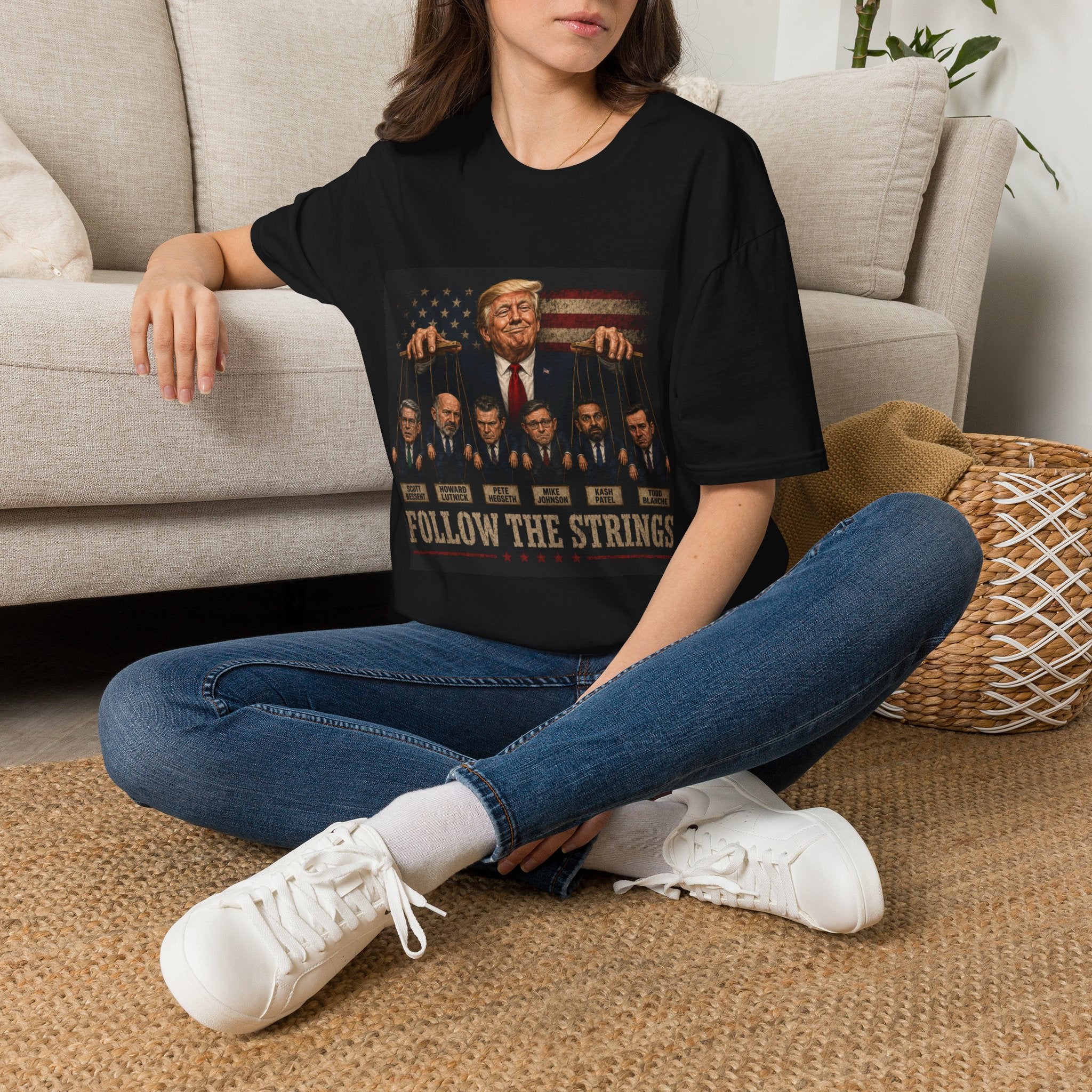 T-Shirt — 'Follow The Strings' Trump Puppet Political Tee